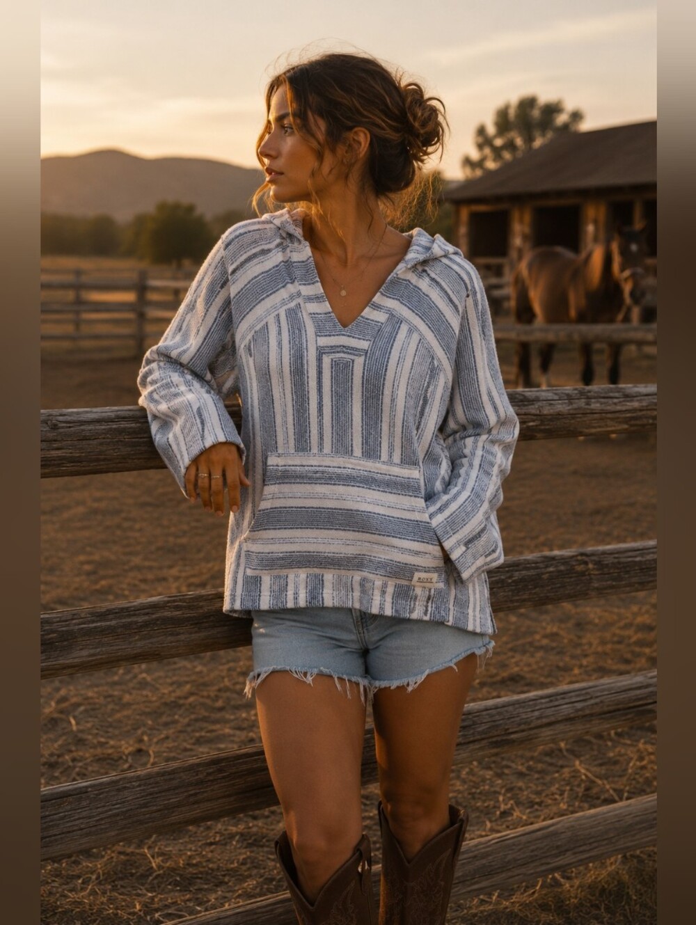 🔥🔥2 for $30🔥🔥Roxy Striped V-Neck Hoodie Sweater